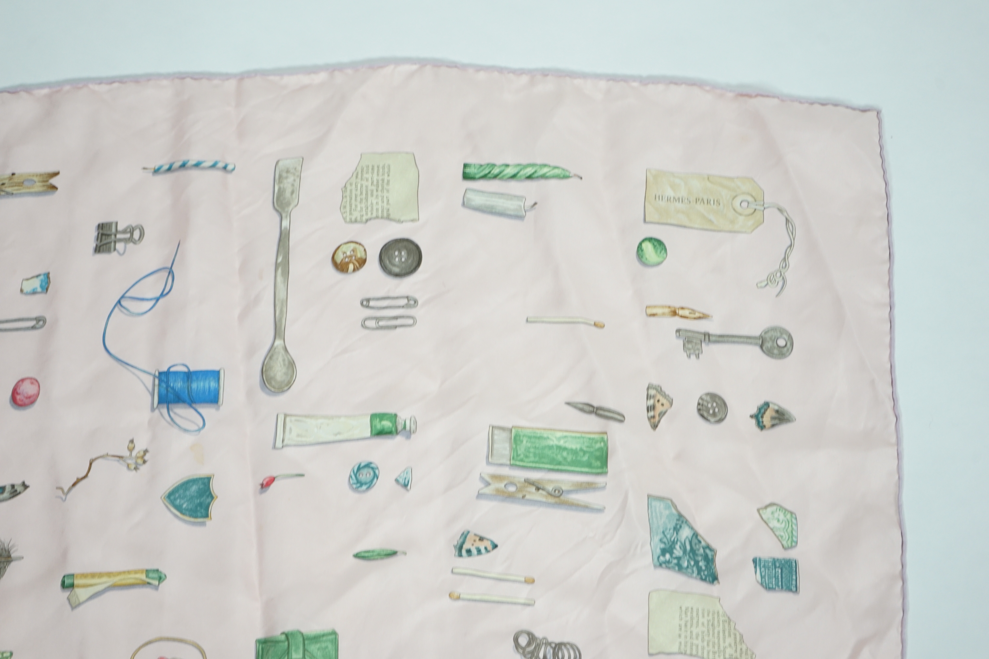 A Hermès 'In the Pocket' design silk scarf, 89cm x 89cm